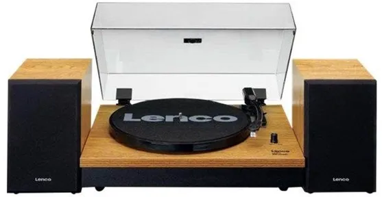 Lenco LS-300WD - Record Player with Bluetooth® and two separate speakers - Wood - Platespiller Brun